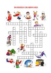 English Worksheet: Free time and hobbies - Crossword