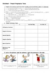 English Worksheet: Present Progressive Tense