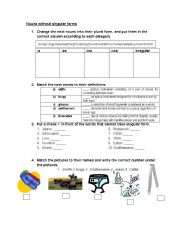 English worksheet: Nouns without singular form