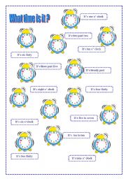 English Worksheet: What time is it?