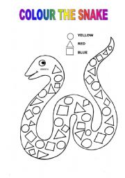 English Worksheet: COLOUR THE SNAKE FOLLOWING THE INSTRUCTIONS