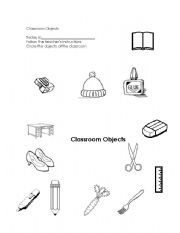 English worksheet: Classroom Objects