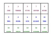 English worksheet: MEMORY GAME NUMBERS