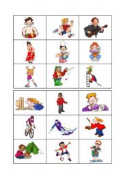 English Worksheet: Free time and hobbies - Bingo 1/3