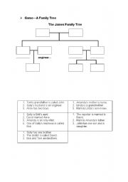 English worksheet: activity--The James Family Tree