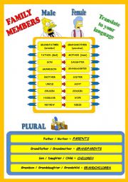 English Worksheet: Family members - vocabulary