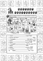 English Worksheet: TENSES - PRESENT CONTINUOUS WITH 101 DALMATIANS