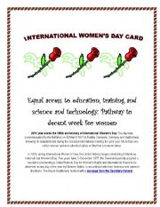 English Worksheet: international women`s day