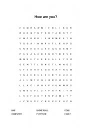 English worksheet: How are you wordsearch puzzle