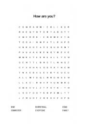 English Worksheet: How are you wordsearch puzzle