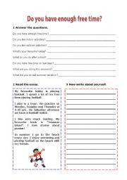 English Worksheet: Free time and hobbies - Do you have enough free time?