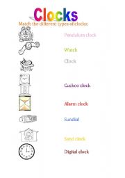 English Worksheet: TYPES OF CLOCKS