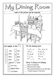 English Worksheet: My Dining Room