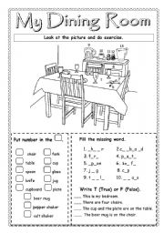 English Worksheet: My Dining Room