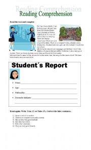 English Worksheet: My School (Reading Comprehension)