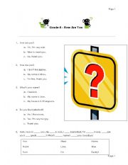 English Worksheet: How are you?