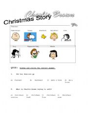 English worksheet: Charlie Brown Christmas story comprehension Questions