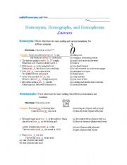 English Worksheet: Homophones