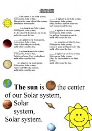 **The Solar system Song***. Fill in the blanks  on the song.Posters with the song included