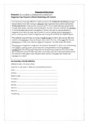 English worksheet: magazine advertising