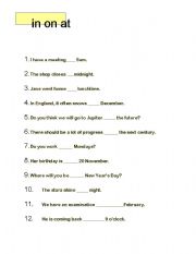 English worksheet: Preposition