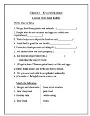 English worksheet: e.v.s worksheet