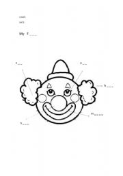English worksheet: the clowns face