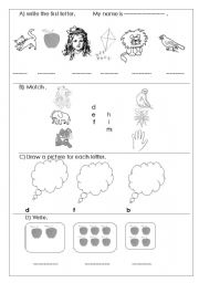 English worksheet: a - m