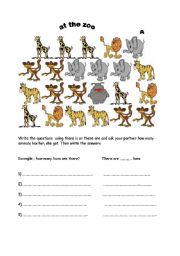 English Worksheet:  at the zoo 