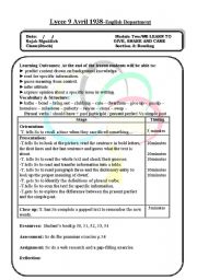 lesson plan. Tunisian curriculum. secondary 3