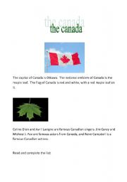 English worksheet: the canada
