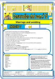 English Worksheet: Conversation chat room #18 Marriage and wedding