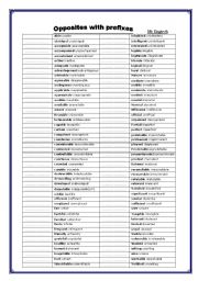 English Worksheet: Antonyms by prefixes