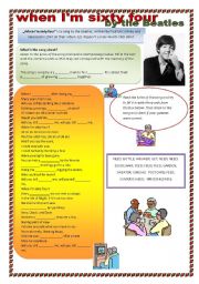 English Worksheet: WHEN IM SIXTY FOUR by the Beatles (song, listening comprehension)