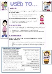 English Worksheet: USED TO : GRAMMAR & PRACTICE