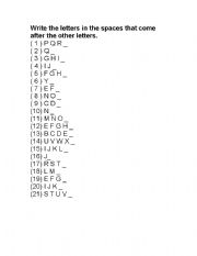 English Worksheet: Missing Letters - Alphabet