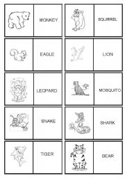 English Worksheet: ANIMALS - DOMINO