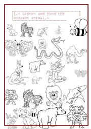 English Worksheet: find the correct animals