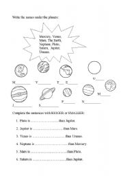 English Worksheet: planets