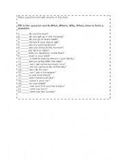 English worksheet: Wh questions