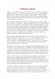 English Worksheet: CELEBRATIONS IN MOROCCO