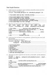 English worksheet: Past Simple Exercises