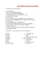 English worksheet: Dialogue when returning an item to a store + vocabulary matching exercise