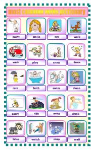English Worksheet: most common verbs pictionary