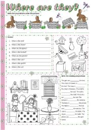 English Worksheet: Where are they? - Prepositions of place