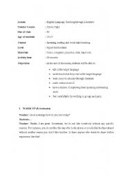 English worksheet: English language teaching through literature