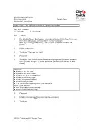 English Worksheet: A1 Test : Dialogue between examiner and canditate