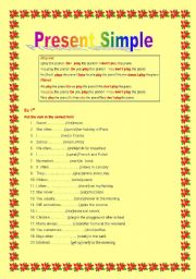 English Worksheet: Present Simple     theory and exercises    full two pages 