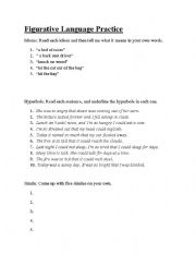 English Worksheet: Figurative Language Practice