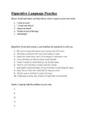 English worksheet: Figurative Language Practice